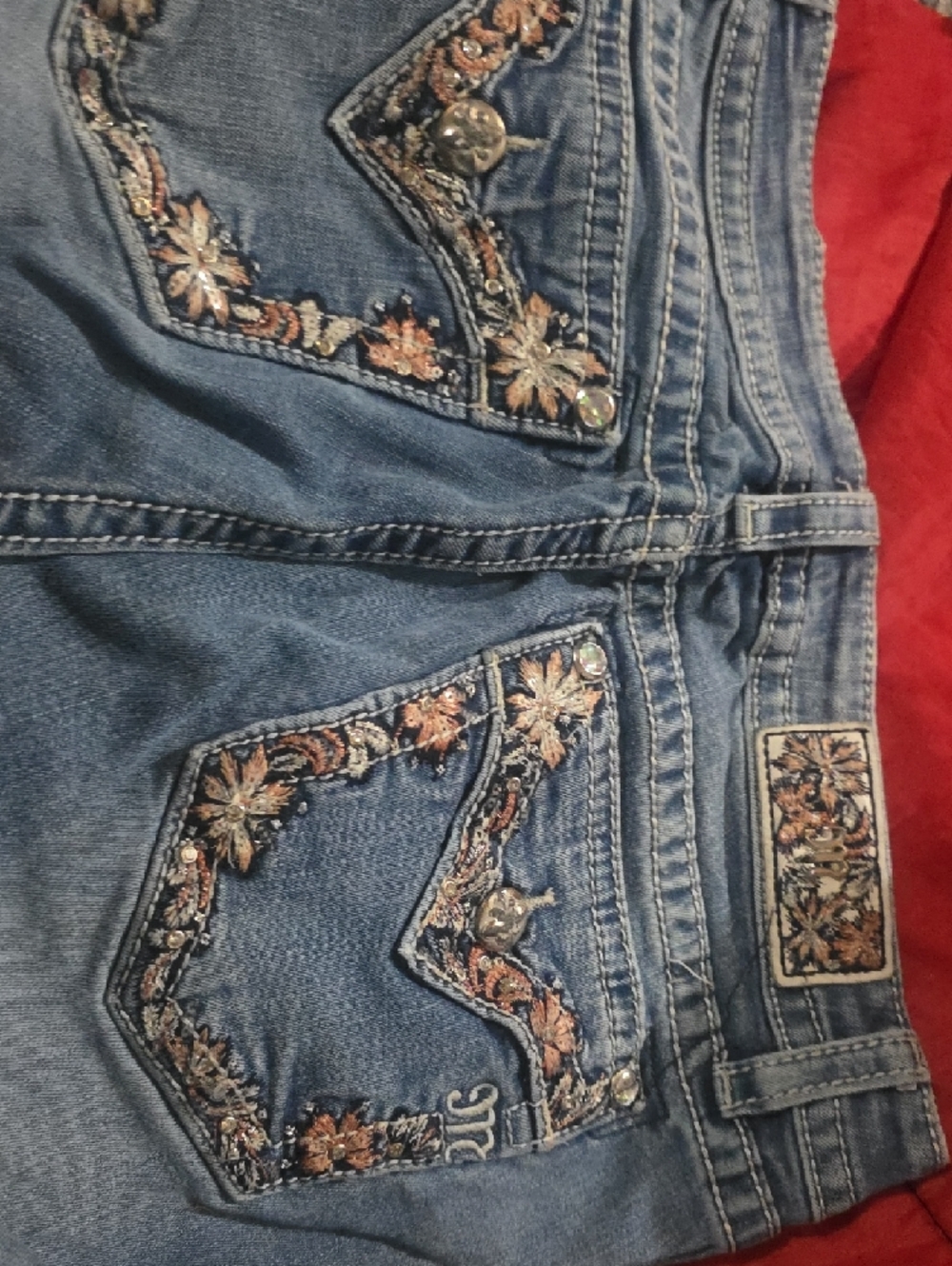 Miss Me Light Blue Bootcut Jeans with Floral Embroidered Back Pocket - Picture 6 of 6